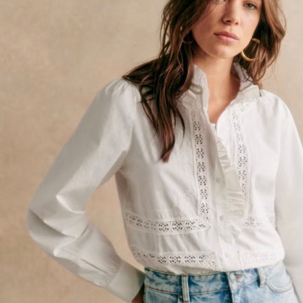 Sézane Ulysse Shirt in Ecru, size 40 (US8), NWT